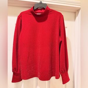 Maurices Red Long Sleeve Sparkly Top